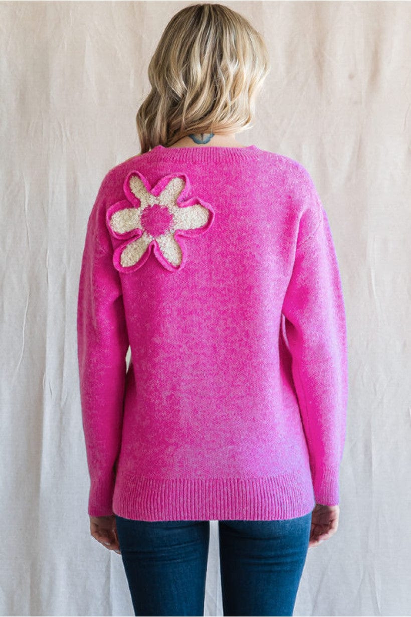 Jodifl Flower Textured Knit Pullover Sweater