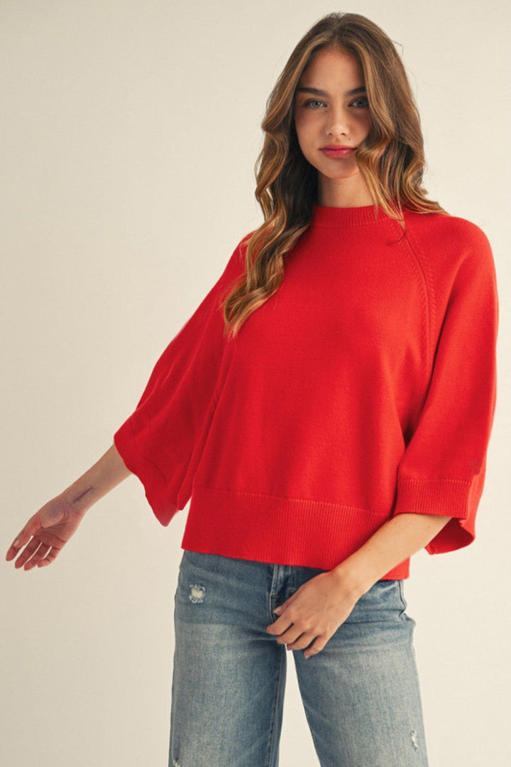 Jodifl Raglan Wide Sleeves Comfy Sweater Top