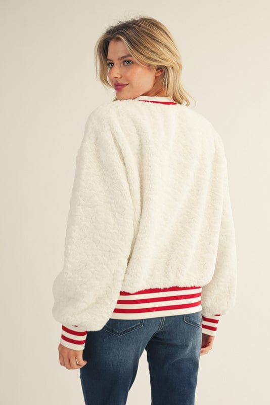 Jodifl Santa Baby Script Embroidered Fuzzy Sweatshirt