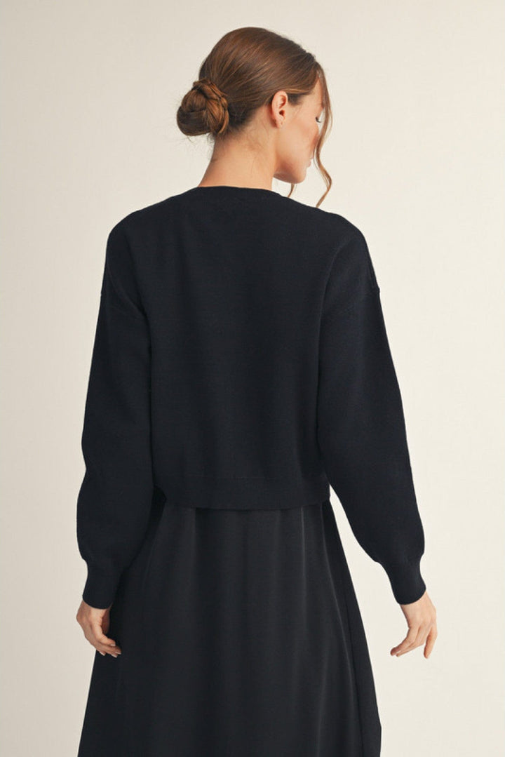 Jodifl Soft Long Sleeve Drop Shoulder Sweater with Gathered Knot Accent