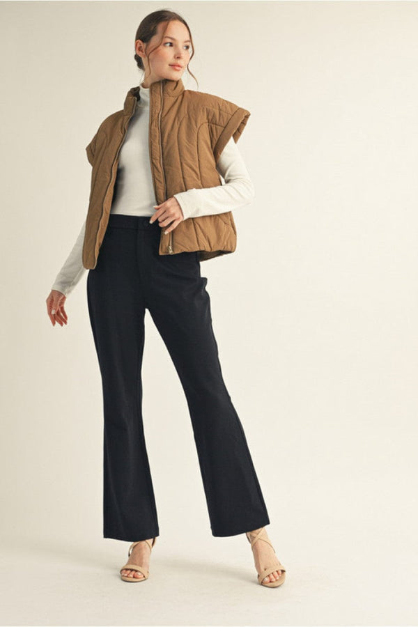 Jodifl Solid Bootcut Slacks with Elastic Waistband