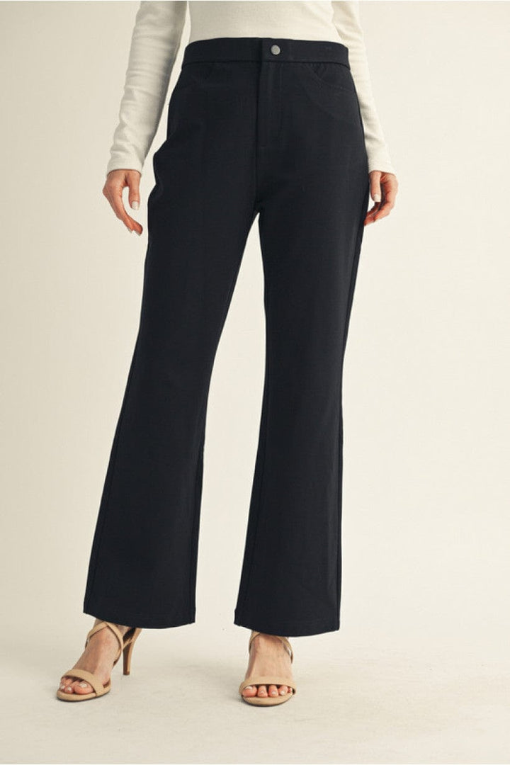 Jodifl Solid Bootcut Slacks with Elastic Waistband