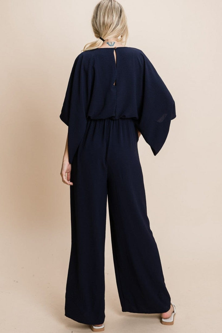 Jodifl Solid Jumpsuit with V-Neckline and Wide Half Sleeves