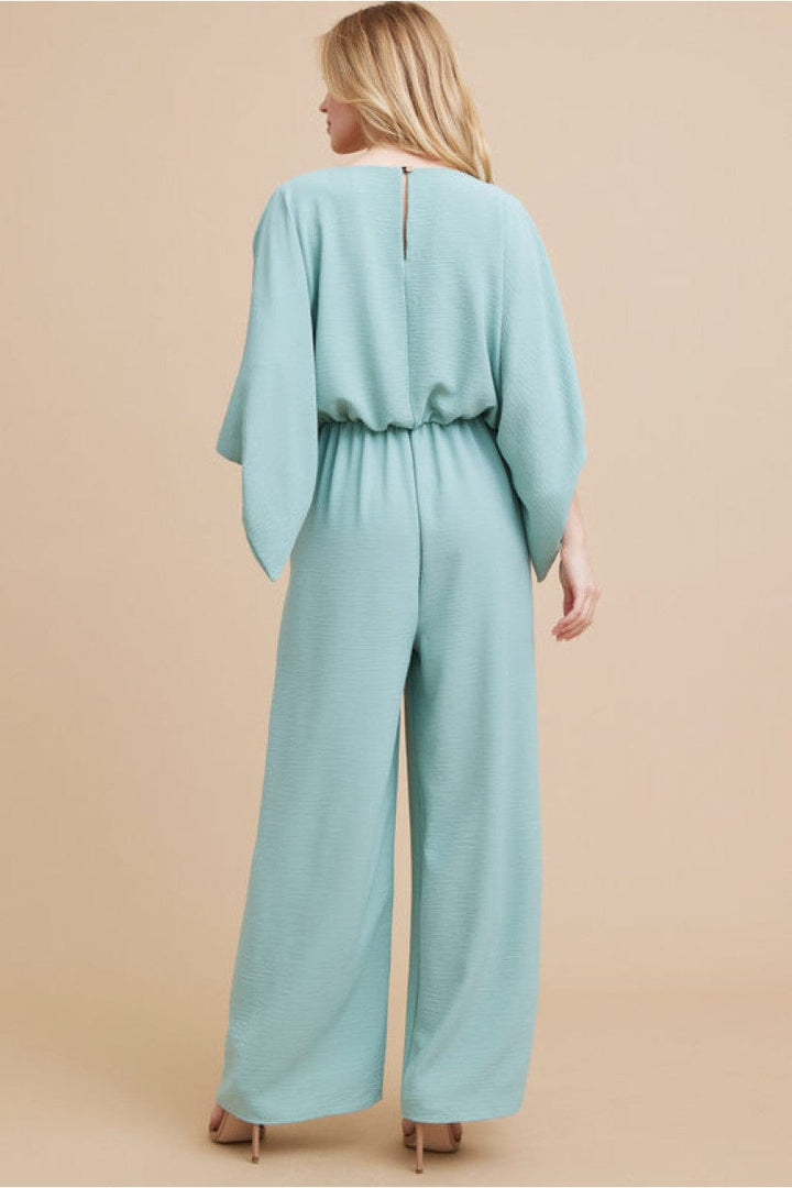 Jodifl Solid Jumpsuit with V-Neckline and Wide Half Sleeves