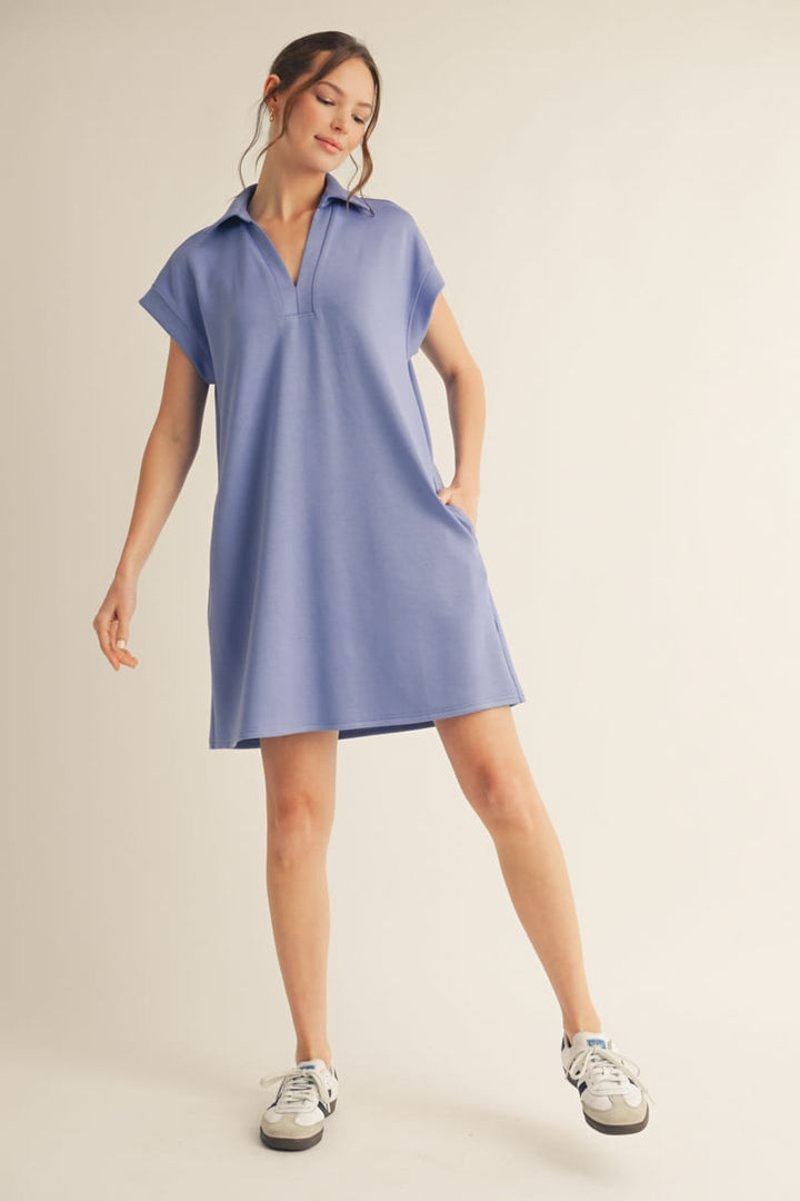 Jodifl Solid Open Collared Short Sleeve Casual Dress with Side Pockets – jfybrand