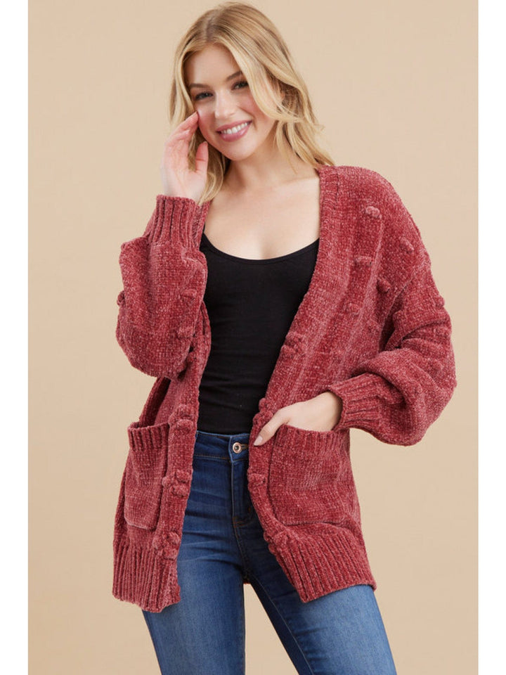 Jodifl Textured Knit Cardigan With A Long Sleeves