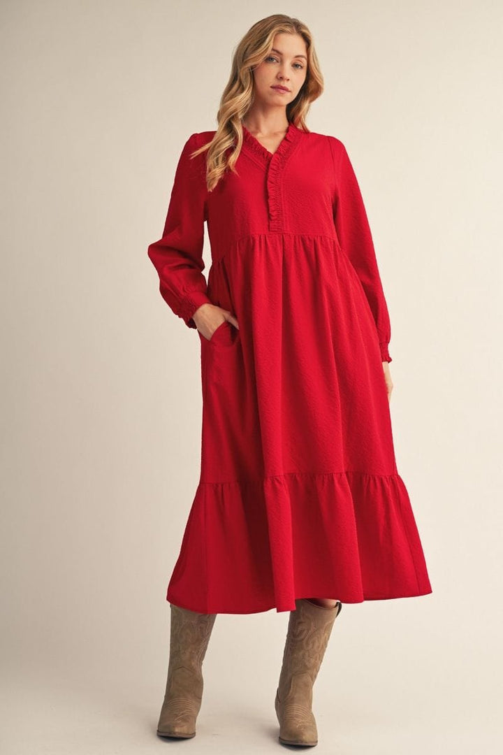 long sleeve midi dress sale Jodifl Textured Solid with Ruffle Details – jfybrand YGroup_bree-hooded-sweatshirt-dress Golden Aura Elegance Men's front length 49.9 in Material:Cotton/Cashmere