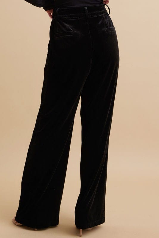 Jodifl Velvet Wide Pants, Waistline with Belt Loops, Side and Back Pockets