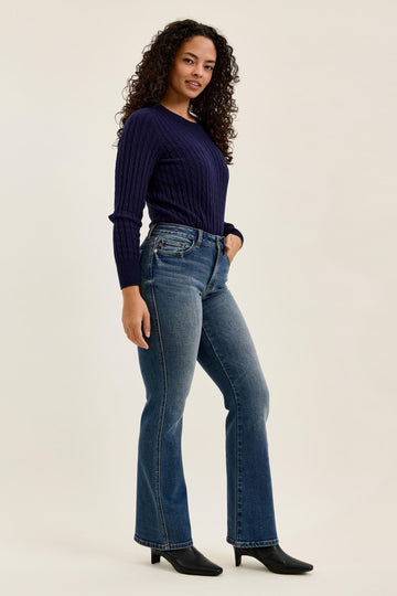 Judy Blue Daisy Mid Rise Washed Bootcut Jeans