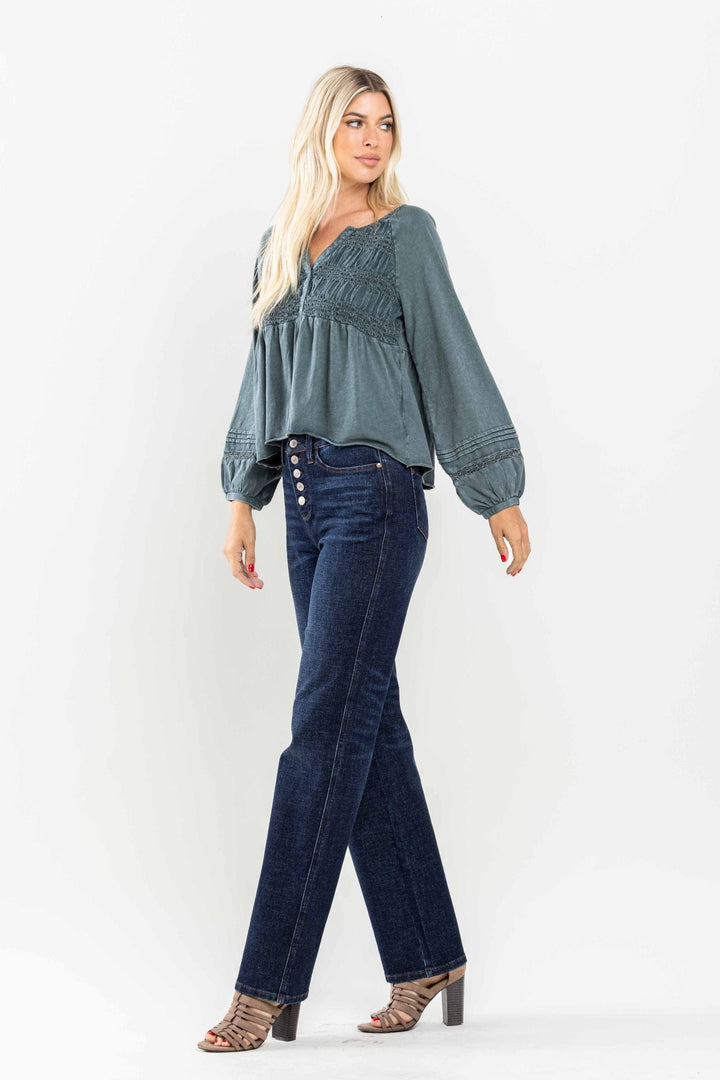 Judy Blue High Waist Button-Fly Straight Leg Jean