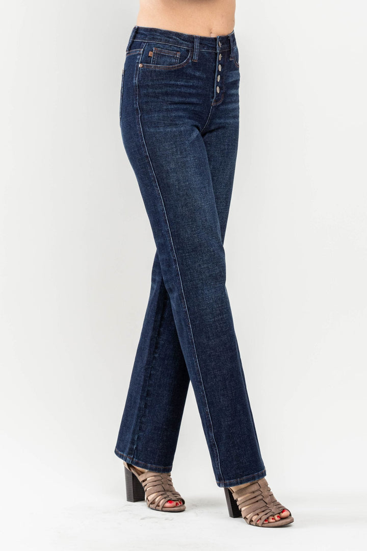 Judy Blue High Waist Button-Fly Straight Leg Jeans