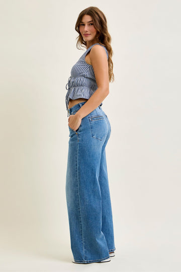 Judy Blue High Waist Column Jeans with Trouser Style Back Pockets