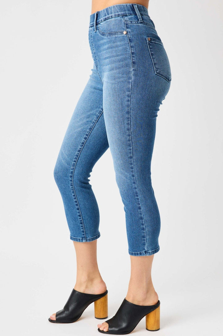 Judy Blue High Waist Cool Denim Pull On Capri