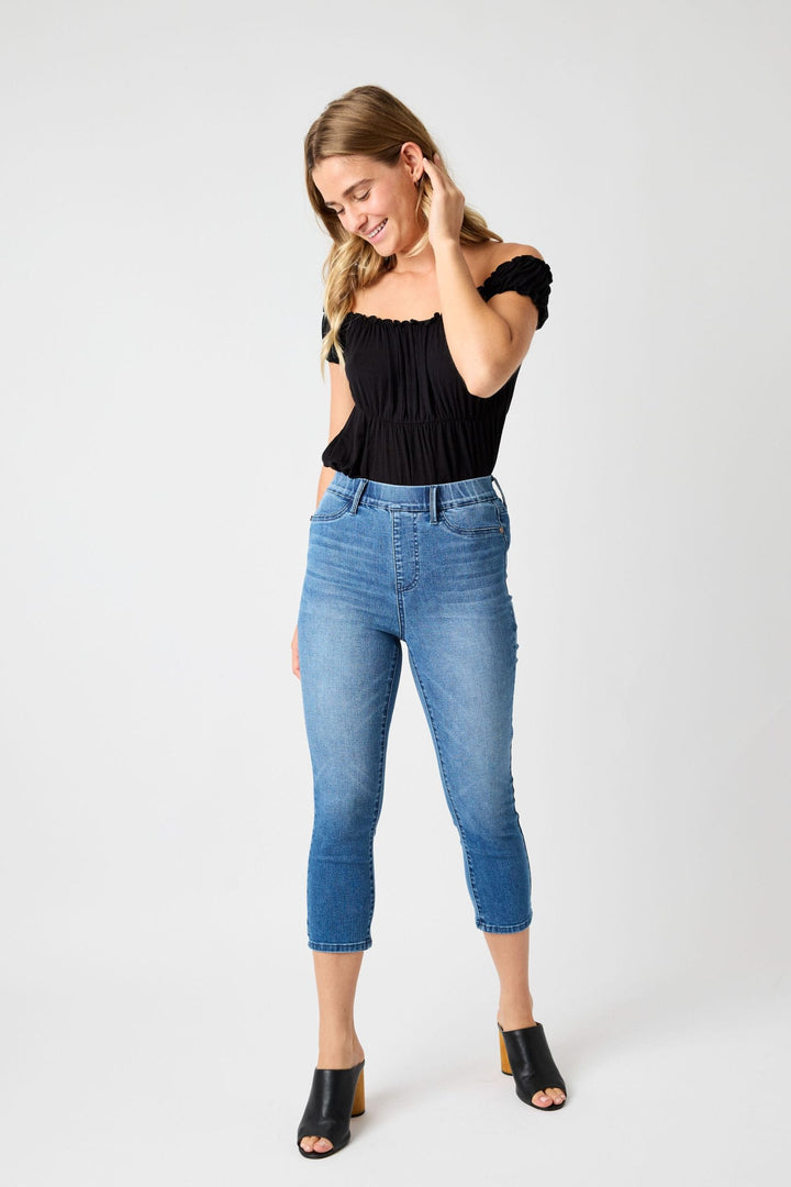 Judy Blue High Waist Cool Denim Pull On Capri