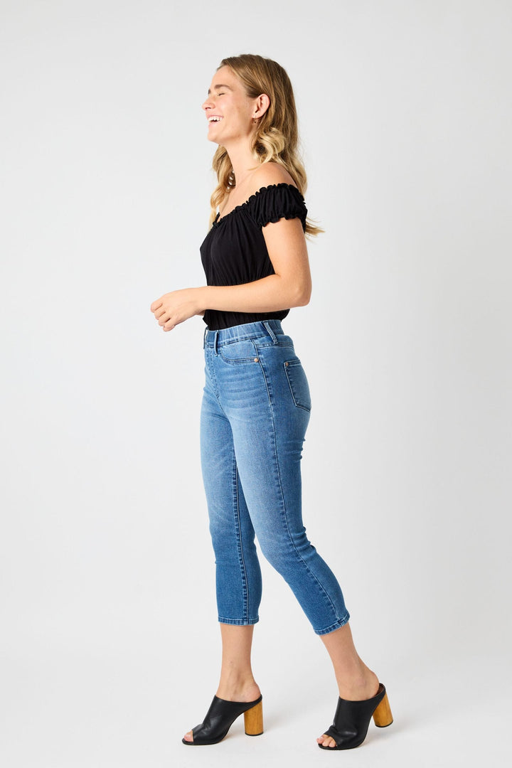 Judy Blue High Waist Cool Denim Pull On Capri