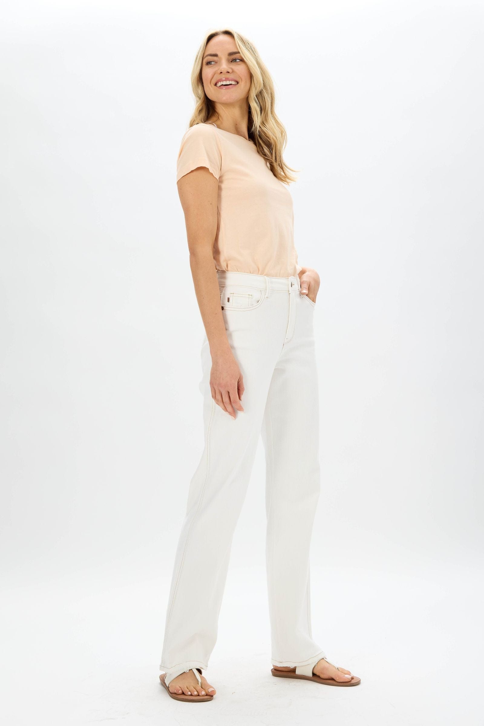 White cropped bootcut outlet jeans