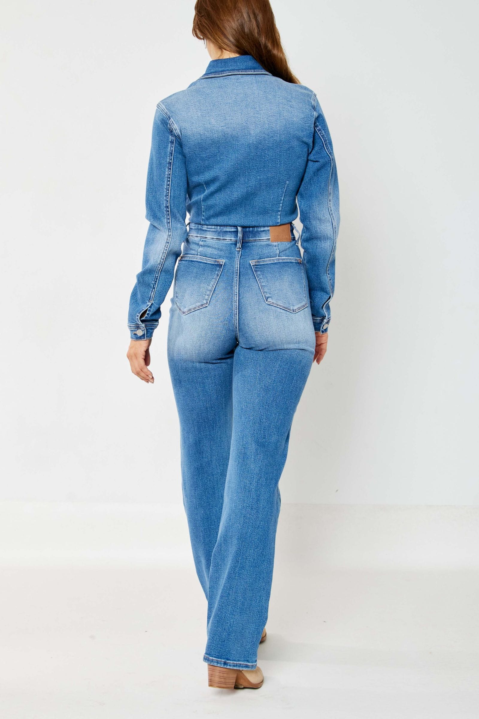 Stylish New Women Buttons Long Sleeves Patchwork Casual Long Denim Jumpsuit  | eBay