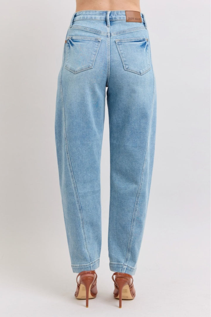 Judy Blue High Waist Diagonal Seam Barrel Leg Jeans