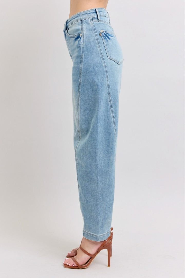 Judy Blue High Waist Diagonal Seam Barrel Leg Jeans