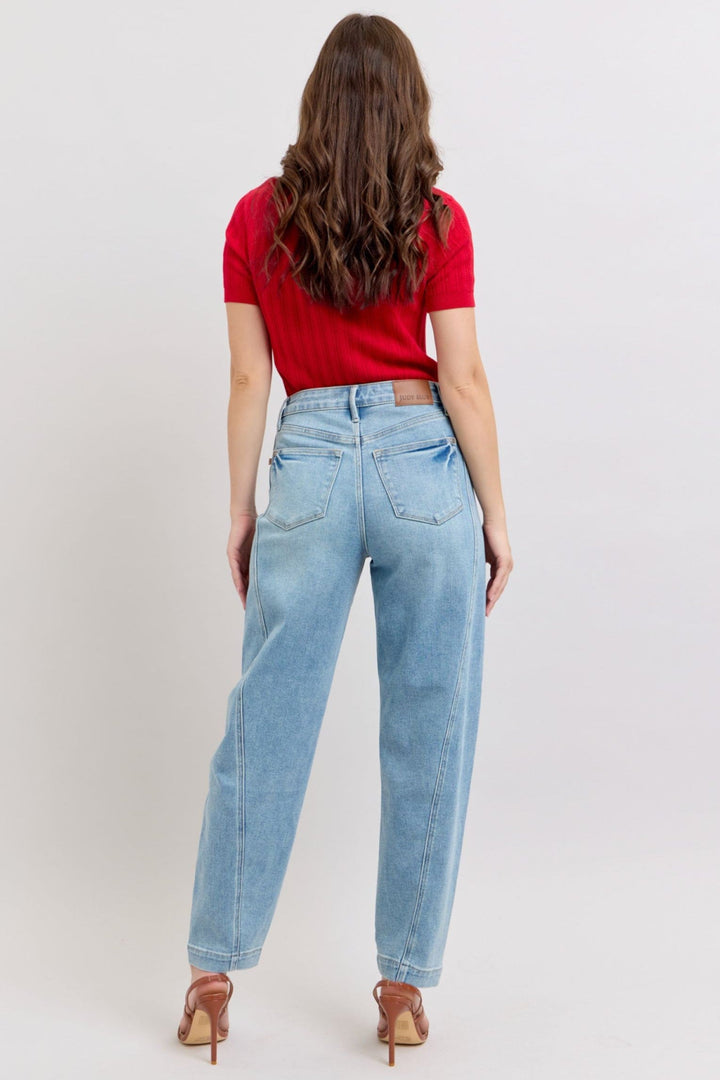 Judy Blue High Waist Diagonal Seam Barrel Leg Jeans