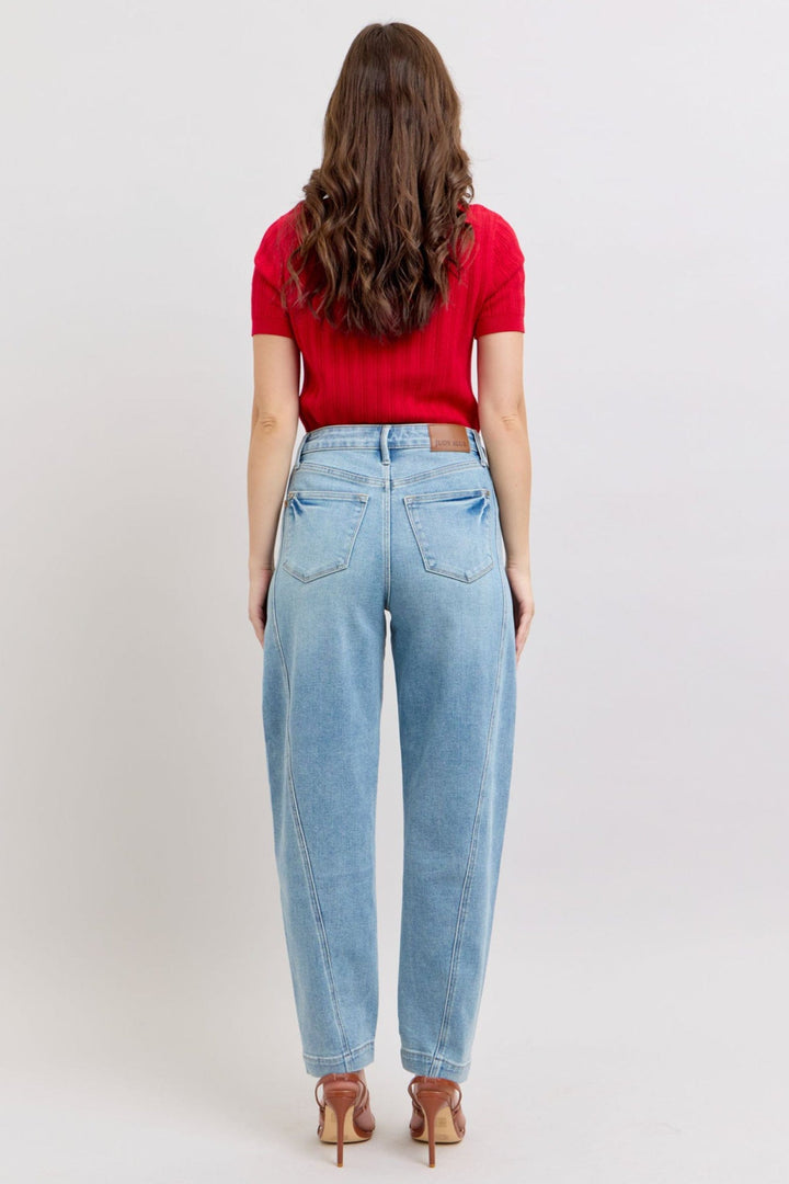 Judy Blue High Waist Diagonal Seam Barrel Leg Jeans