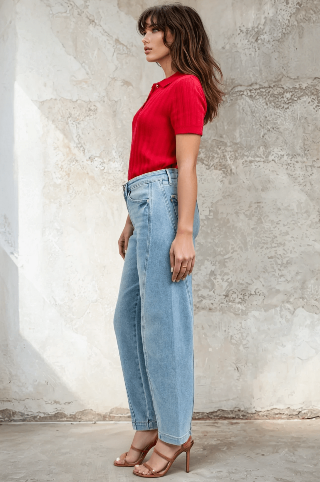Judy Blue High Waist Diagonal Seam Barrel Leg Jeans