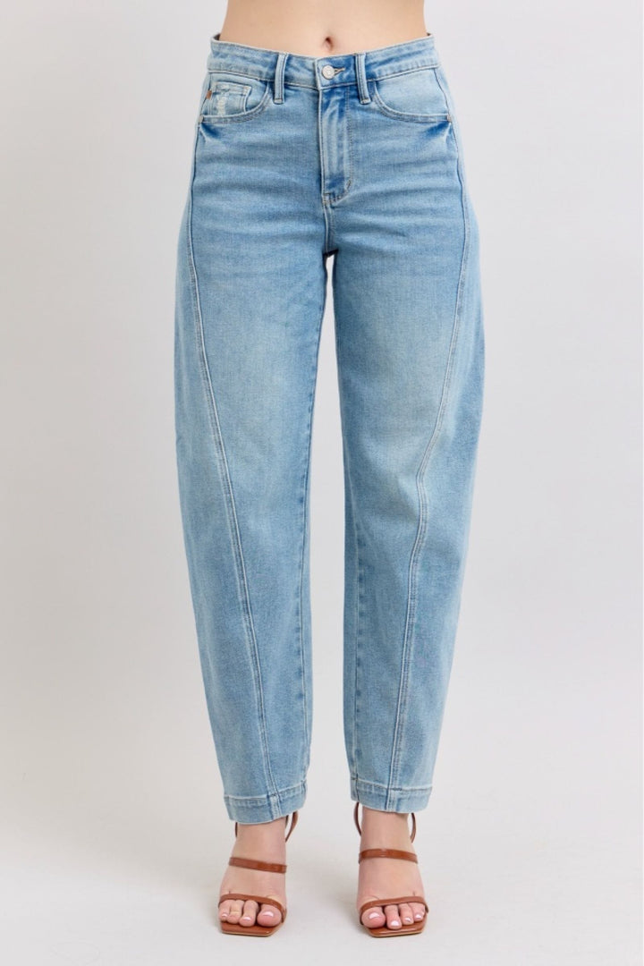 Judy Blue High Waist Diagonal Seam Barrel Leg Jeans