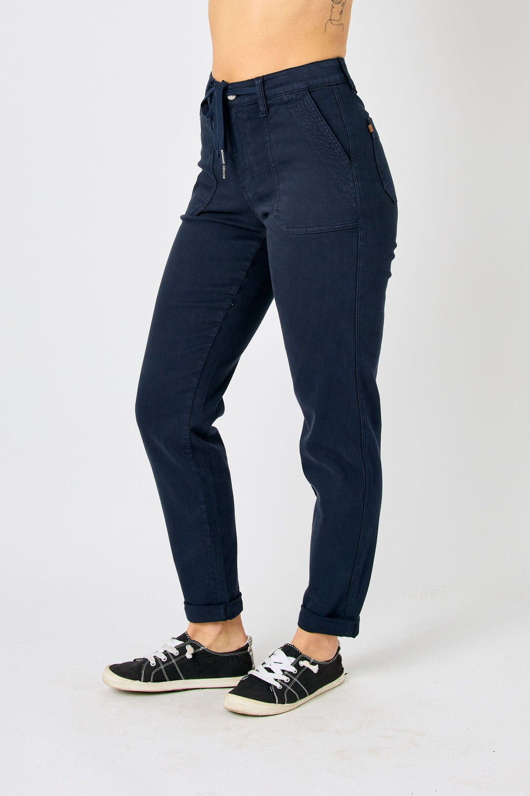 Judy Blue High Waist Garment Dyed Cuffed Jogger Style Jeans