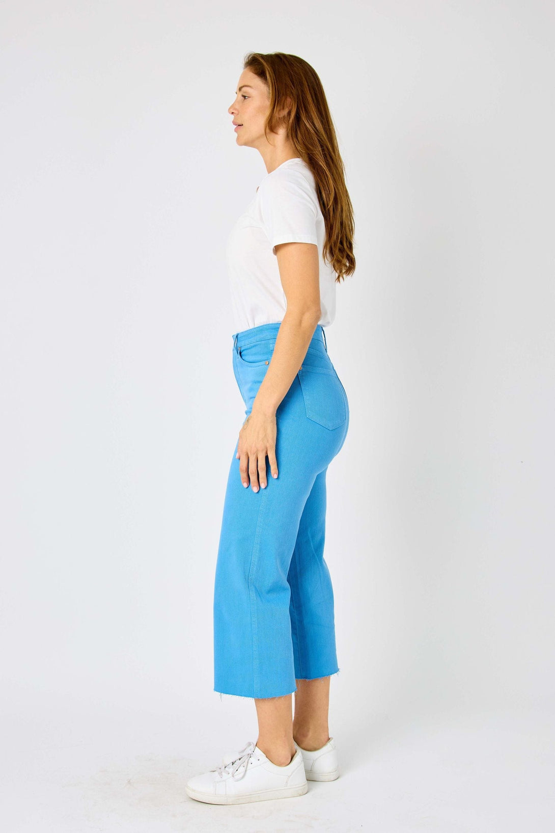 Judy Blue High Waist Garment Dyed Tummy Control Cropped Wide Leg Jeans