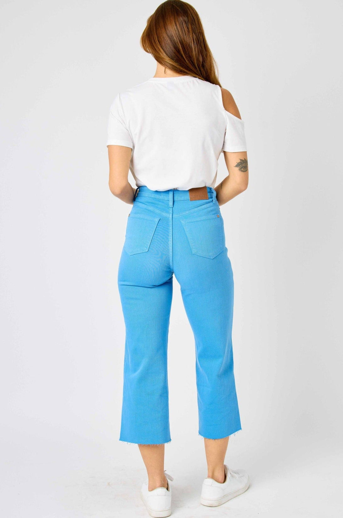 Judy Blue High Waist Garment Dyed Tummy Control Cropped Wide Leg Jeans