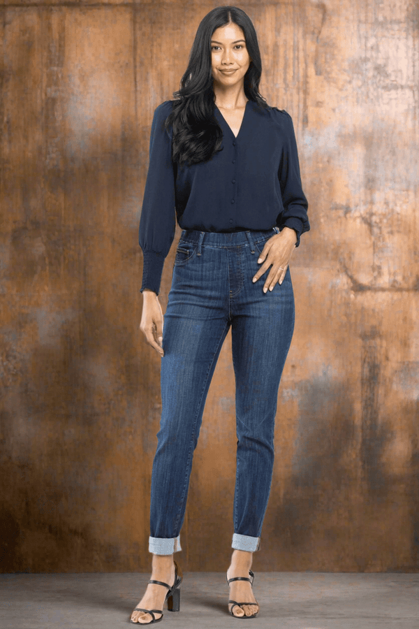 Judy Blue High Waist Pull On Double Cuff Slim Fit Jeans