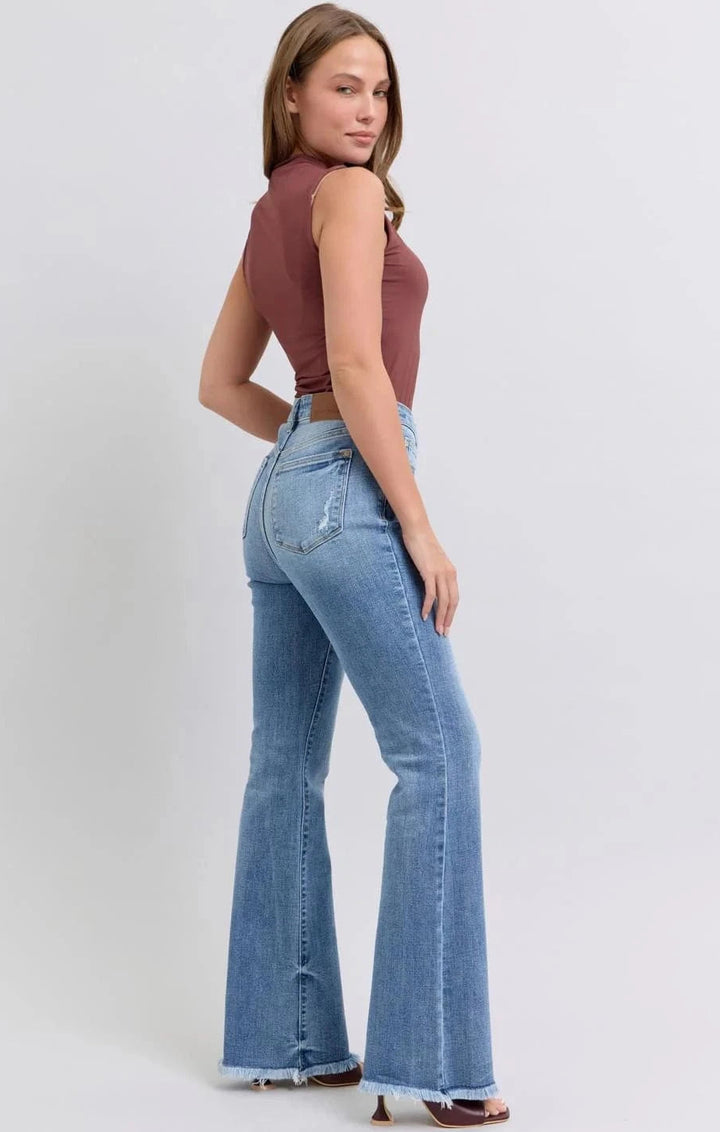 Judy Blue High Waist Raw Hem Bootcut Jeans – jfybrand