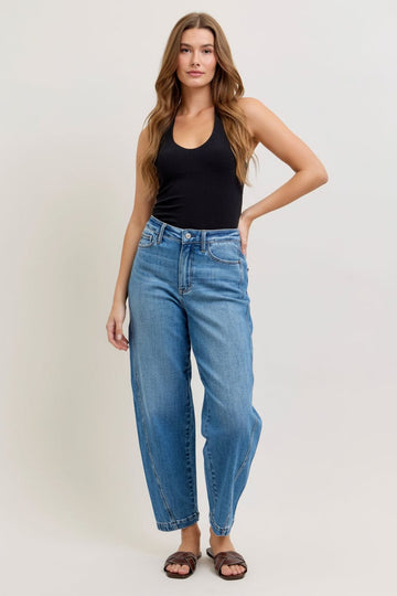 Judy Blue High Waist Rigid Magic Panel Barrel Jeans