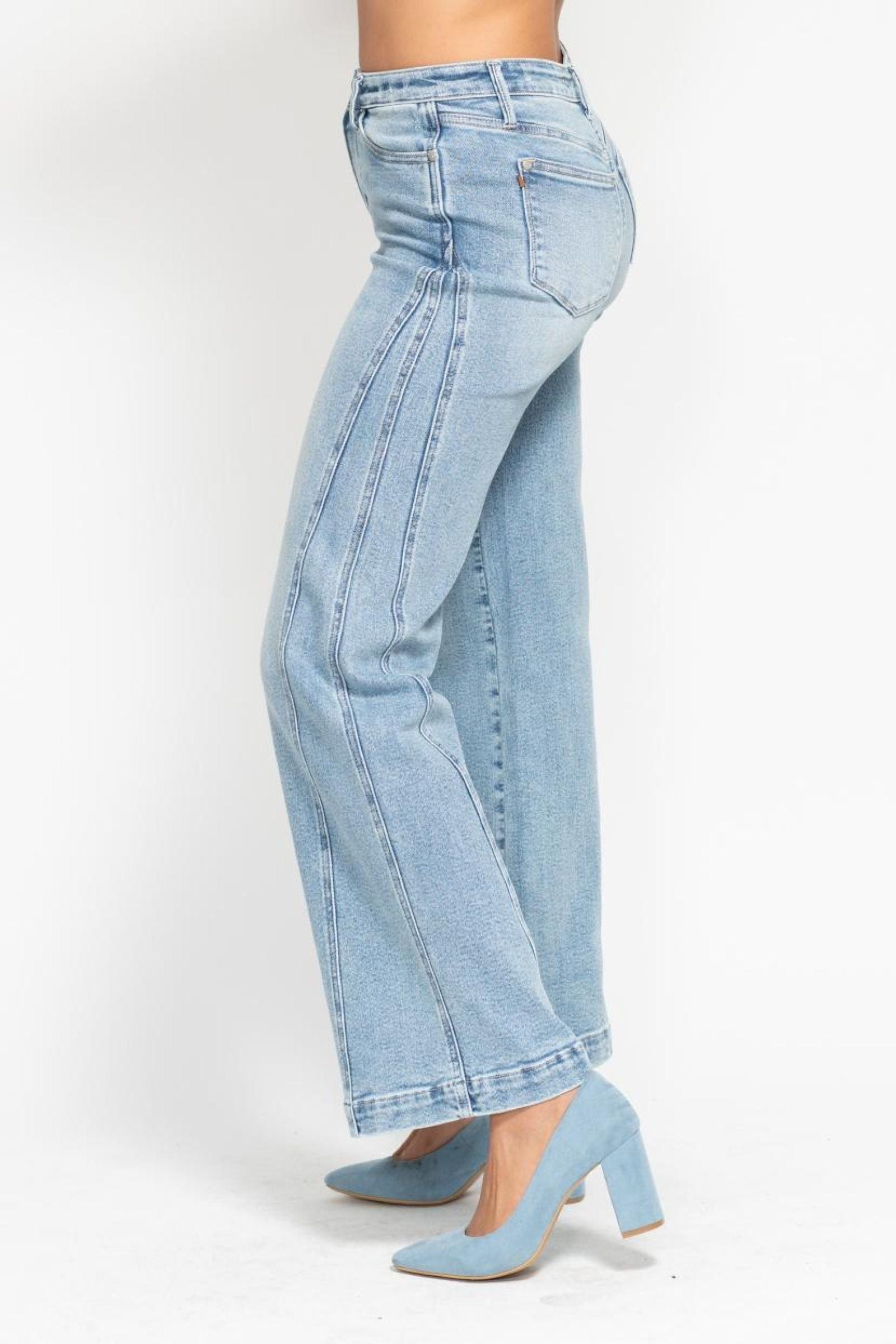 Judy Blue High Waist Wide Leg Jeans Judy Blue Women's High Waist Wide Leg Jeans - Retro Stretch Denim With Front Yoke Retro Stretch Denim Pants Judy Blue High Waist Wide Leg Jeans Judy Blue Women's High Waist Wide Leg Jeans - Retro Stretch Denim With Front Yoke Retro Stretch Denim Pants