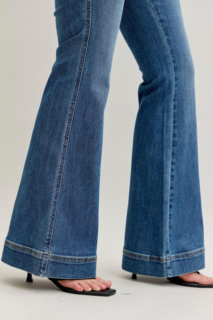 Judy Blue High Waist Tummy Control Double Button Flare Jeans