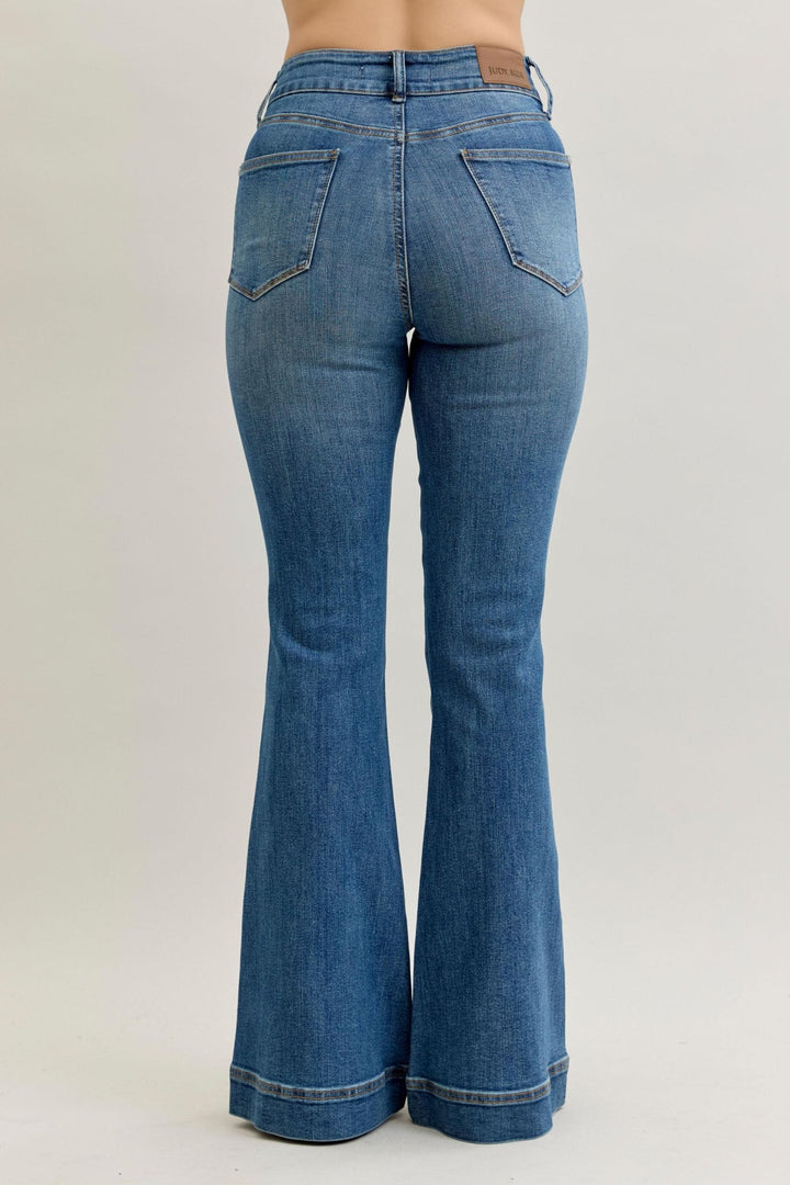 Judy Blue High Waist Tummy Control Double Button Flare Jeans
