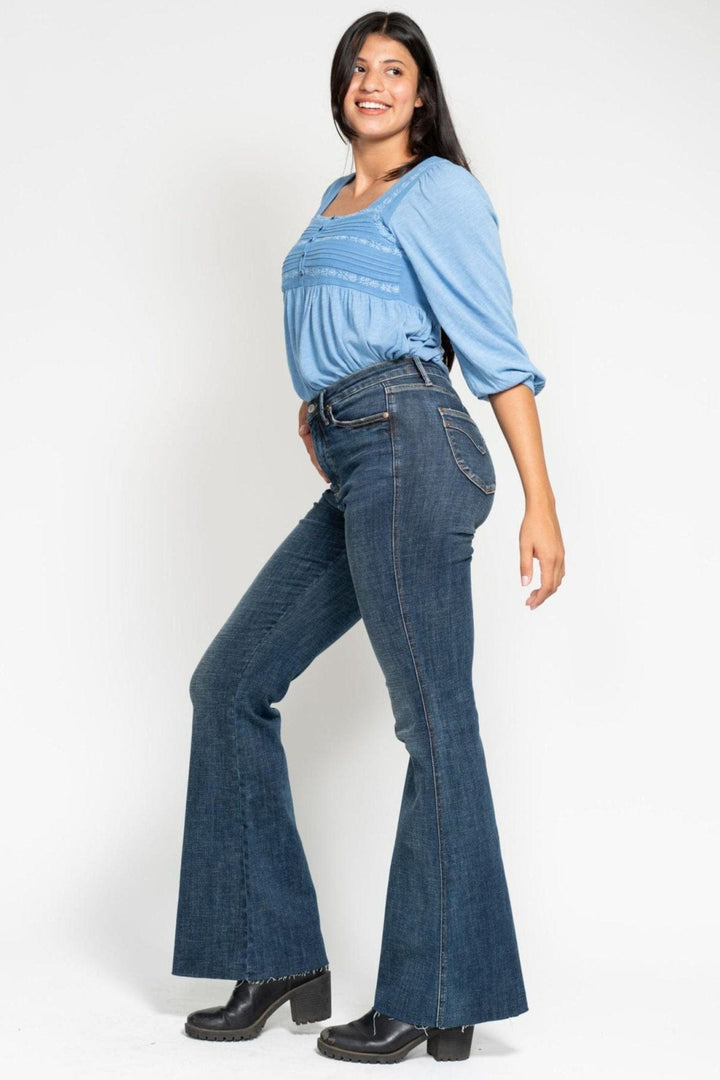 Judy Blue High Waist Tummy Control Shield Back Pocket Flare Jeans