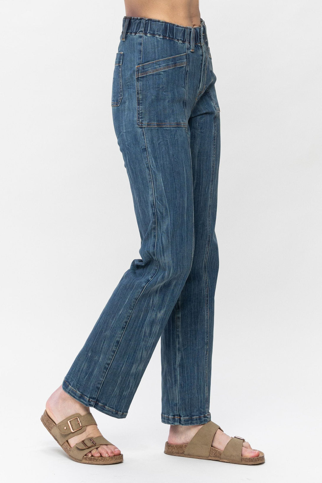 Judy Blue High Waist Vintage Elastic Waist Straight Leg Jean