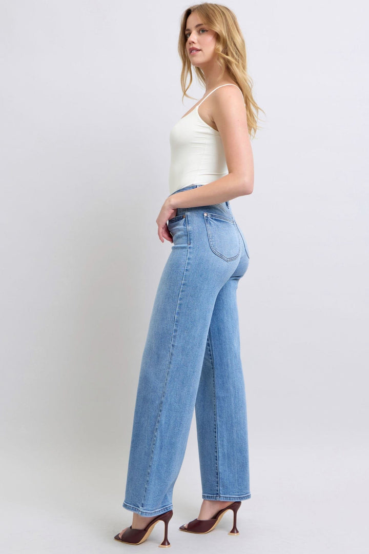 Judy Blue High Waist Vintage Washed Retro Wide Leg Jeans