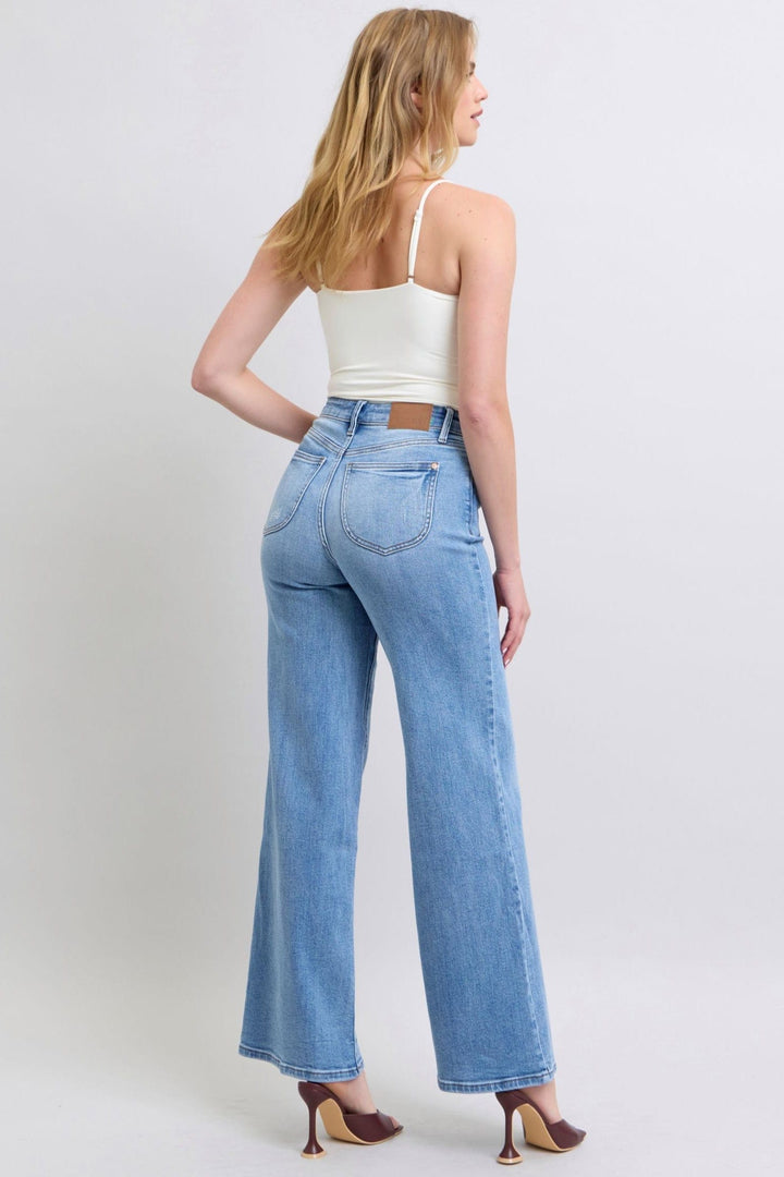 Judy Blue High Waist Vintage Washed Retro Wide Leg Jeans