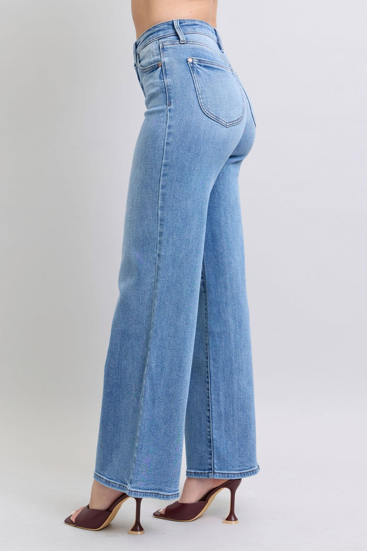 Judy Blue High Waist Vintage Washed Retro Wide Leg Jeans