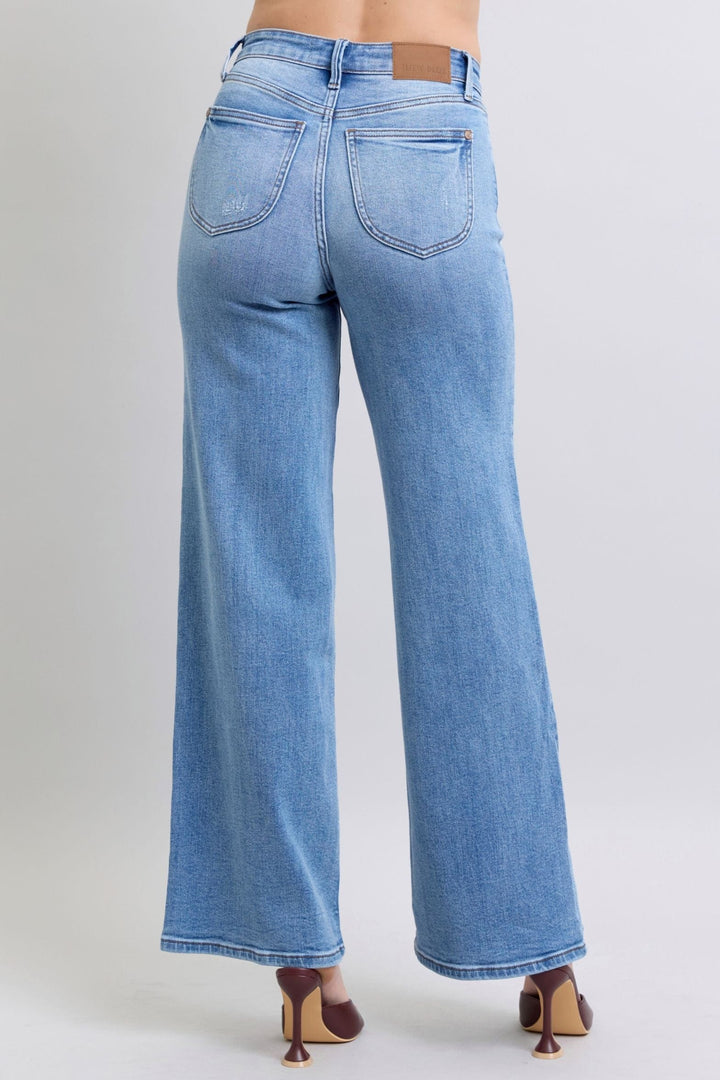 Judy Blue High Waist Vintage Washed Retro Wide Leg Jeans