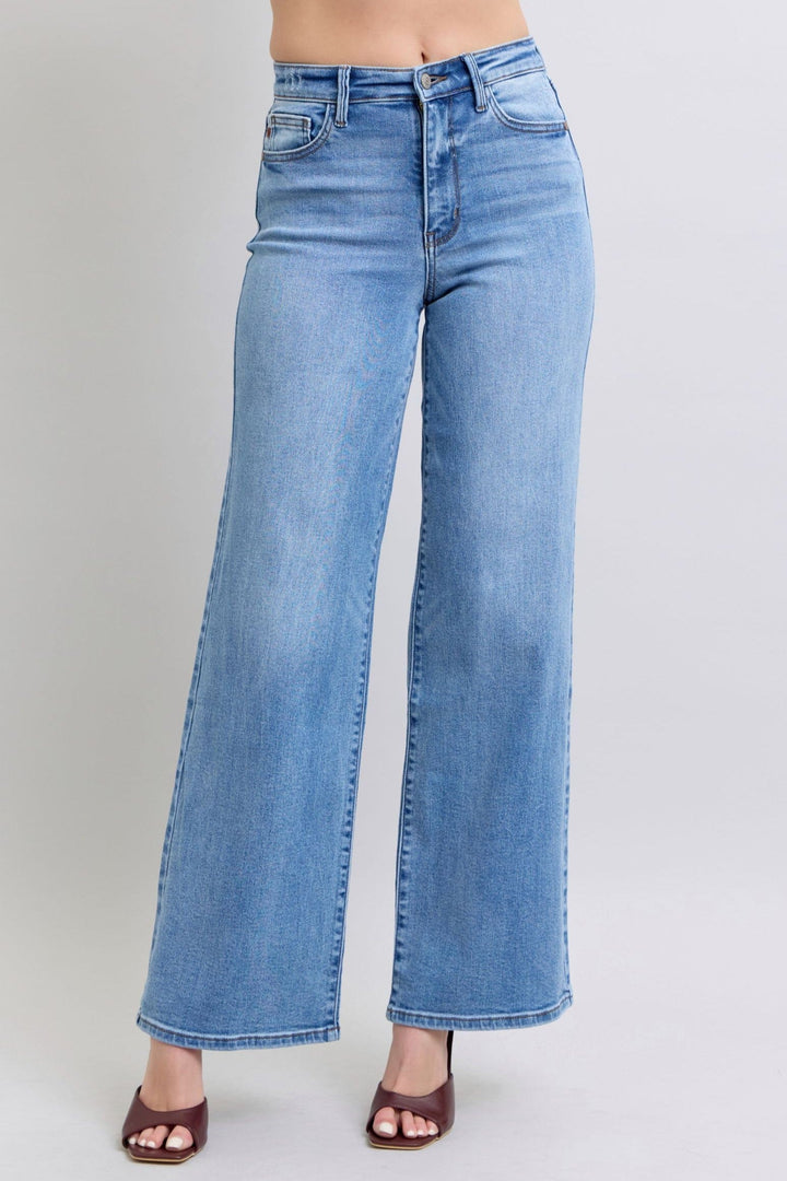 Judy Blue High Waist Vintage Washed Retro Wide Leg Jeans