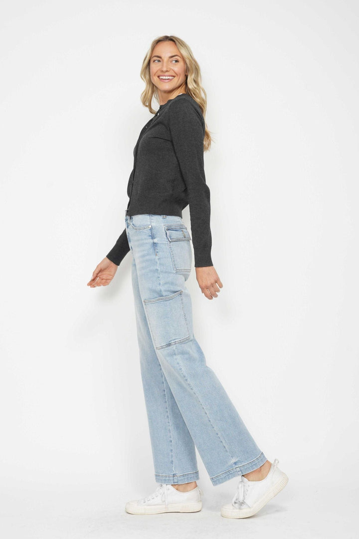 Judy Blue High Waist Wide Leg Cargo Denim Jeans