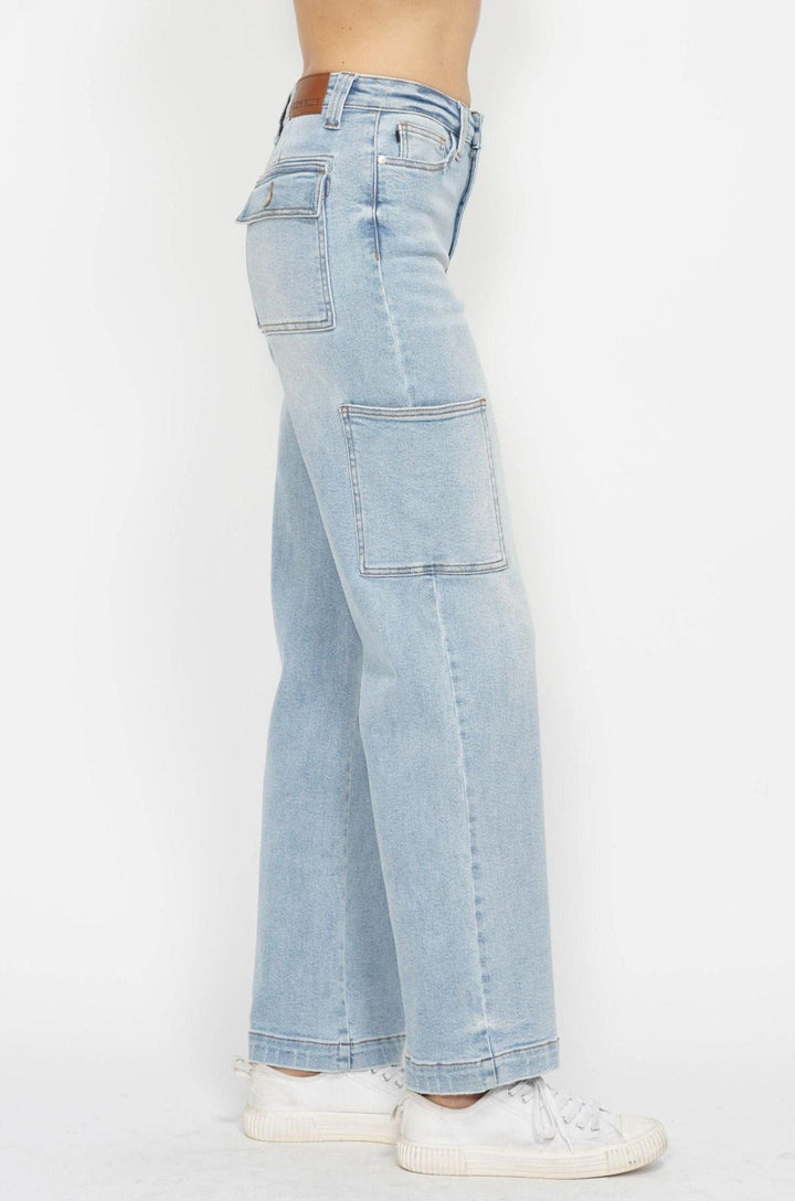 Judy Blue High Waist Wide Leg Cargo Denim Jeans