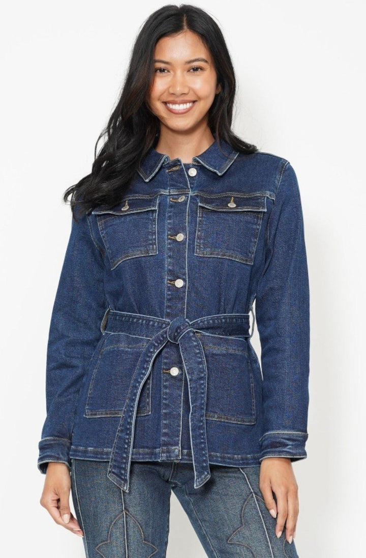 Judy Blue Mid Length Denim Utility Side Slit Jacket