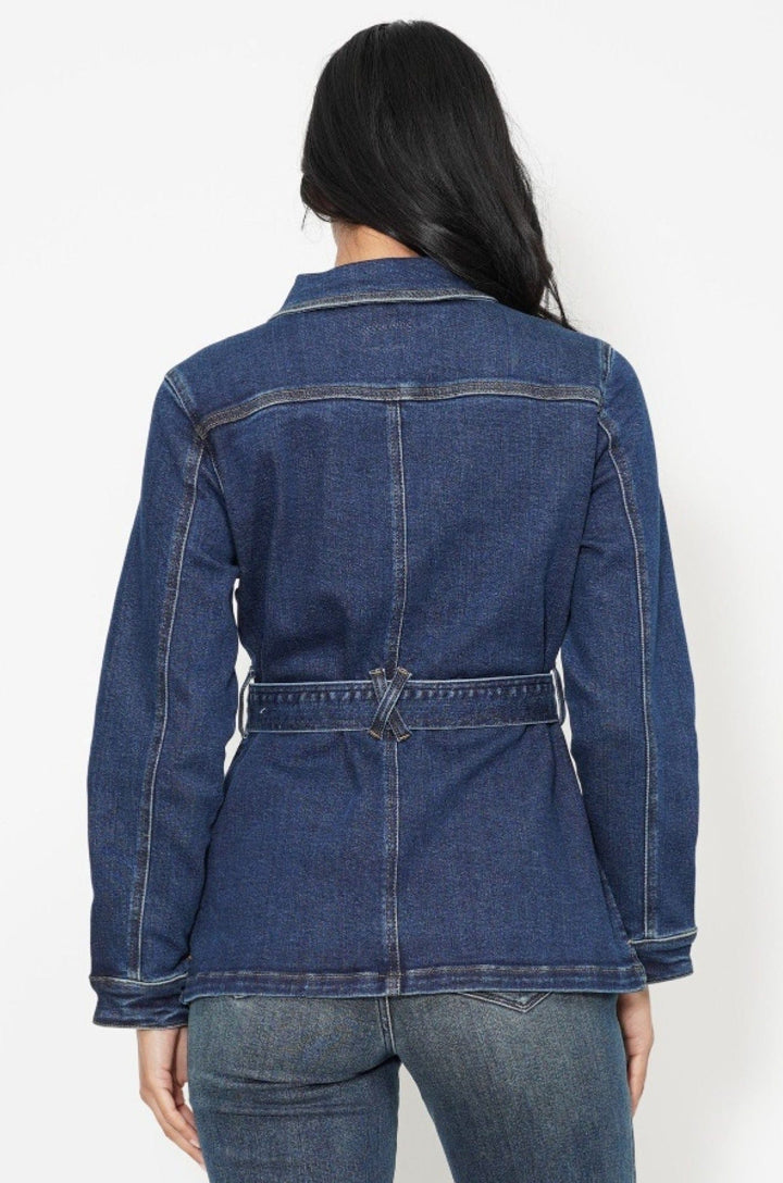 Judy Blue Mid Length Denim Utility Side Slit Jacket