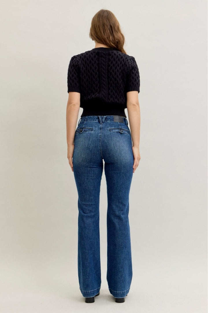 Judy Blue Mid Rise Trouser Welt Pocket Tummy Control Bootcut Jeans