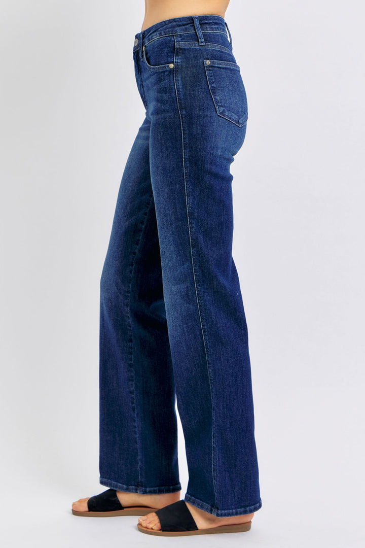 Judy Blue Mid Rise Tummy Control Classic Straight Leg Jeans