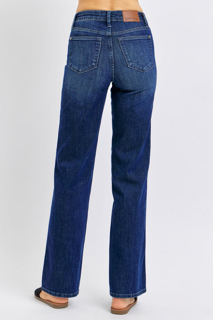 Judy Blue Mid Rise Tummy Control Classic Straight Leg Jeans